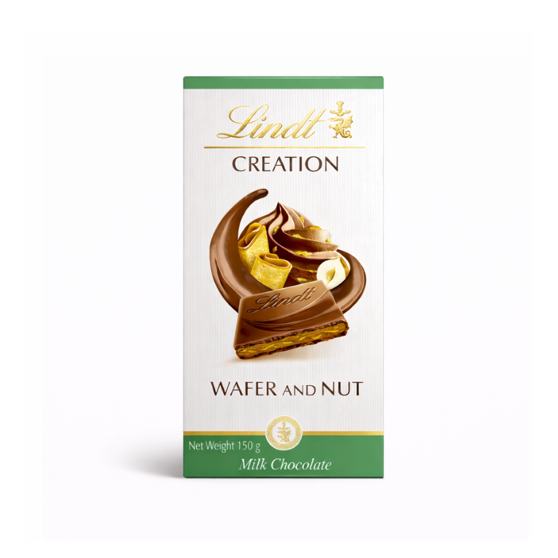 barra de chocolate lindt wafer and nut