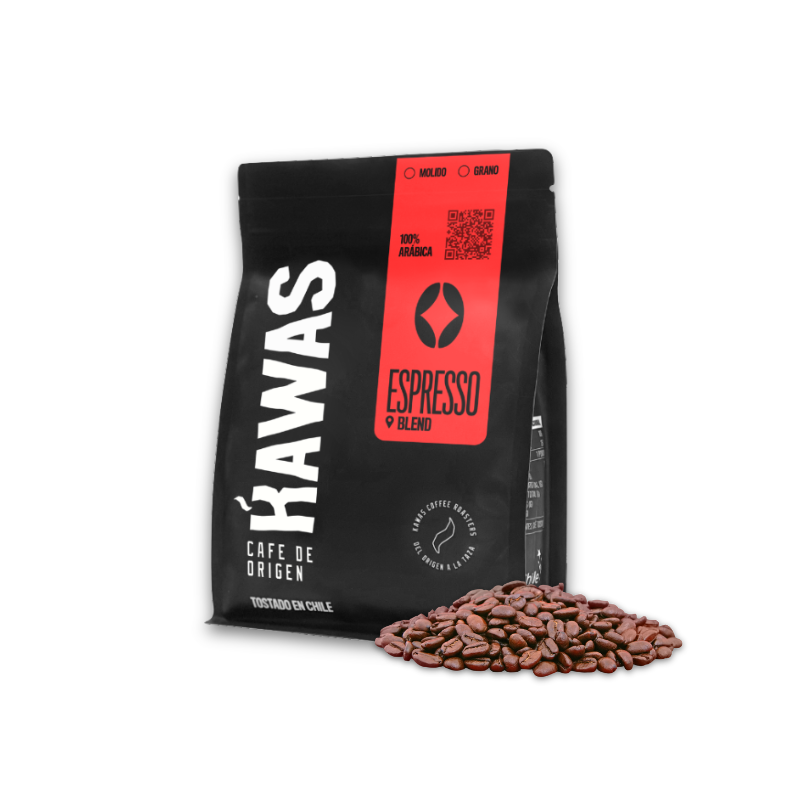 Café Kawas Espresso 100% arábica con notas intensas a chocolate y frutos secos. Ideal para espresso. Compra online en CafeMarket.cl