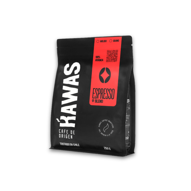 Café Kawas Espresso 100% arábica con notas intensas a chocolate y frutos secos. Ideal para espresso. Compra online en CafeMarket.cl
