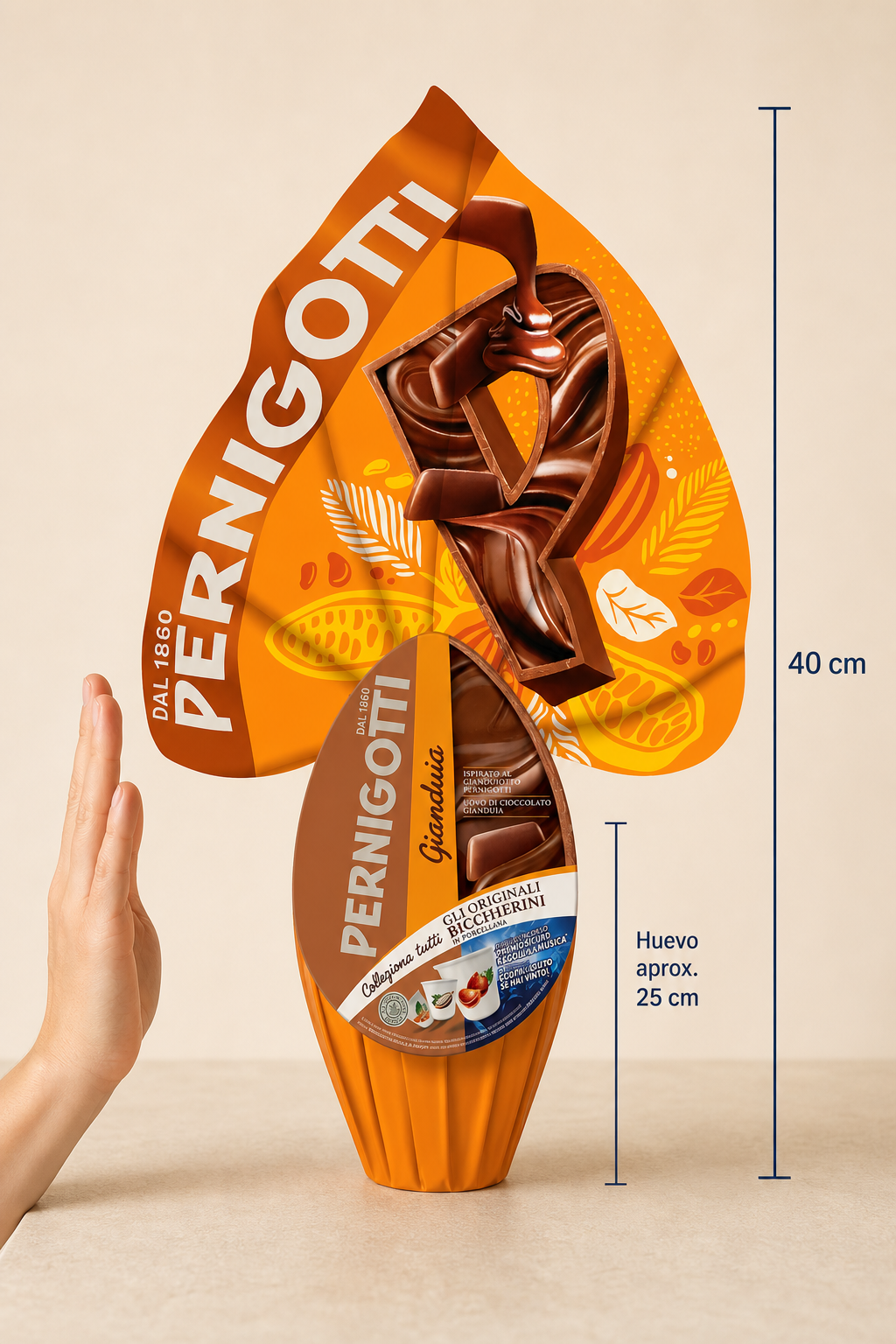 Dimension HUEVO PERNIGOTTI GIANDUJA 210gr, regalo , sorpresa