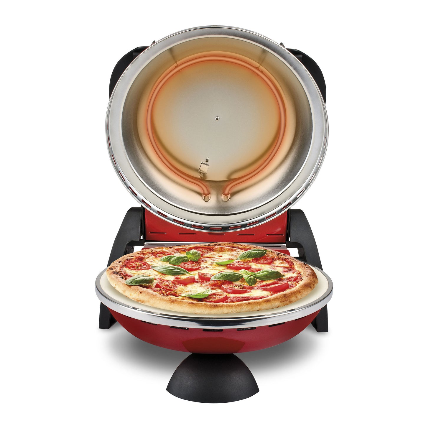 Horno electrico Pizza g3Ferrari Rojo abierto con pizza