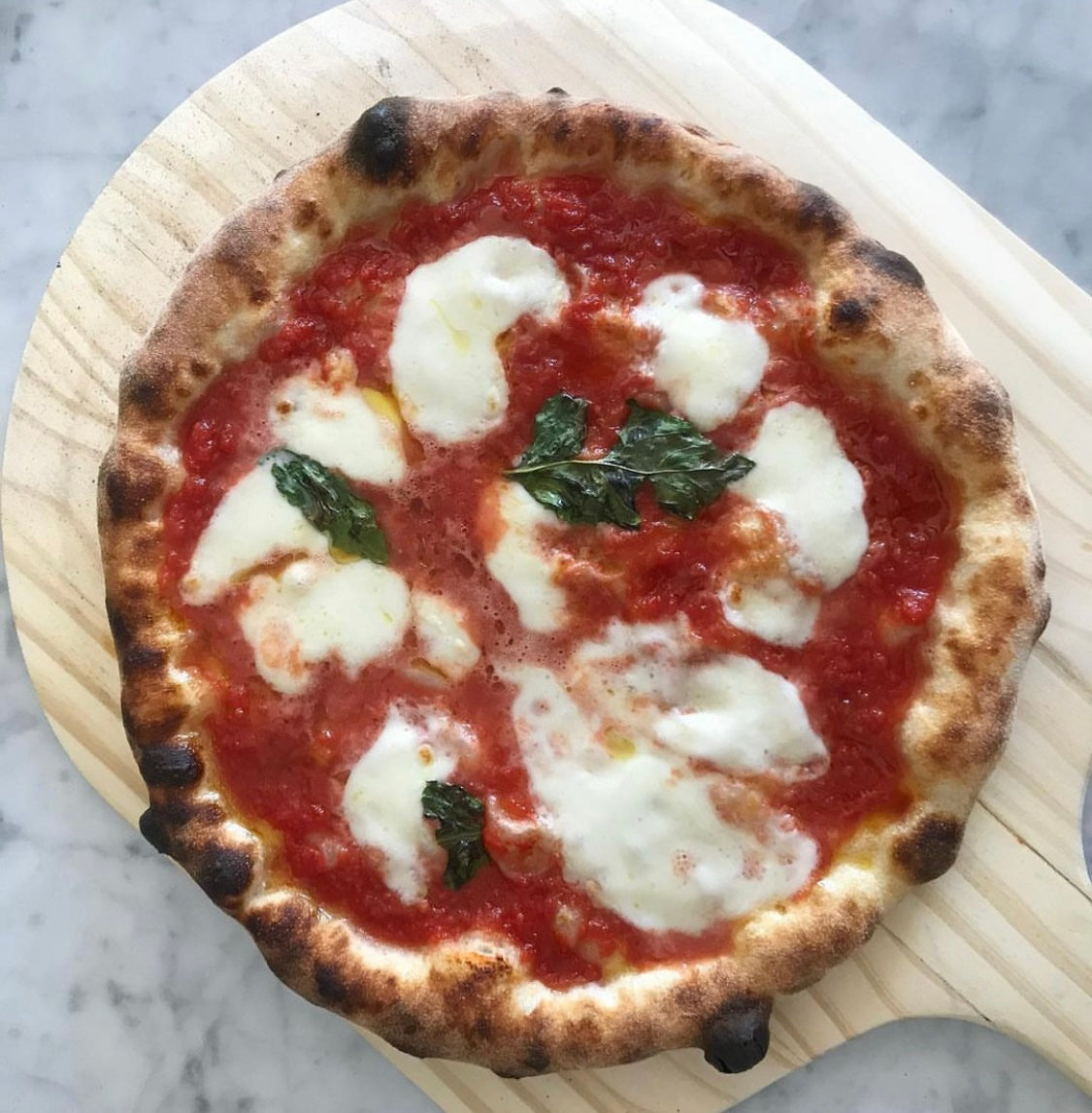 pizza margherita con albahaca