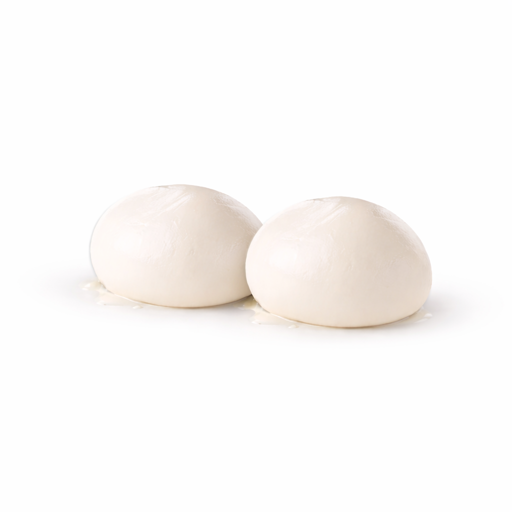 dos bolas de mozzarella de bufala