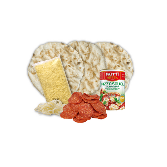Pizza Kit, Mozzarella, Salsa y pepperoni 