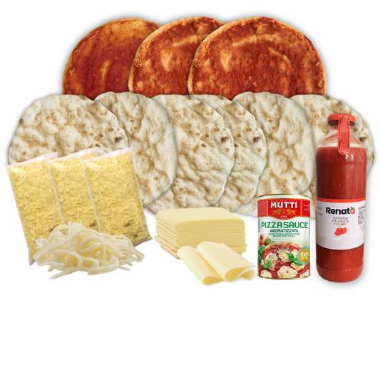 Pizzakit masas tradicionales, masas argentinas, salsa, mozzarella