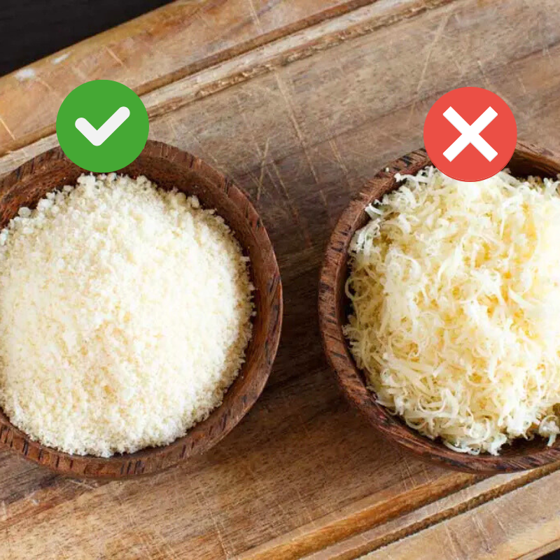 receta cacio e pepe, como debe quedar rallado para lograr "cremina"