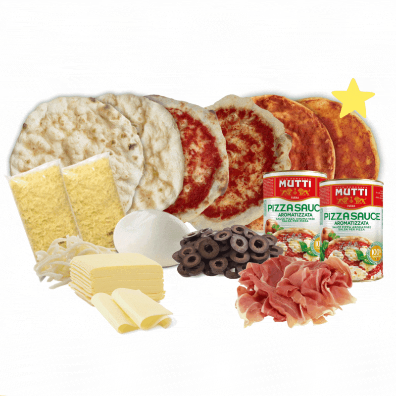 BiPack All Stars - Kit de pizza con masas tradicionales, napoletanas y argentinas, variedad de quesos y toppings italianos