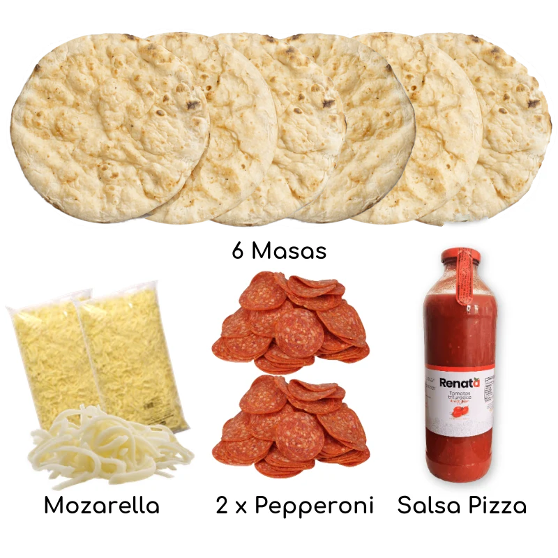 Ingredientes kit para 6 pizzas romanas de pepperoni – BiPack Americano Similæ
