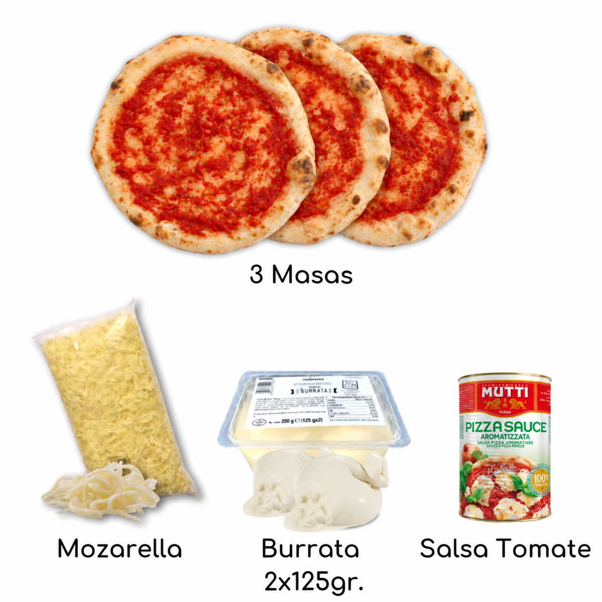 Ingredientes del kit pizza napolitana Burrata Similæ