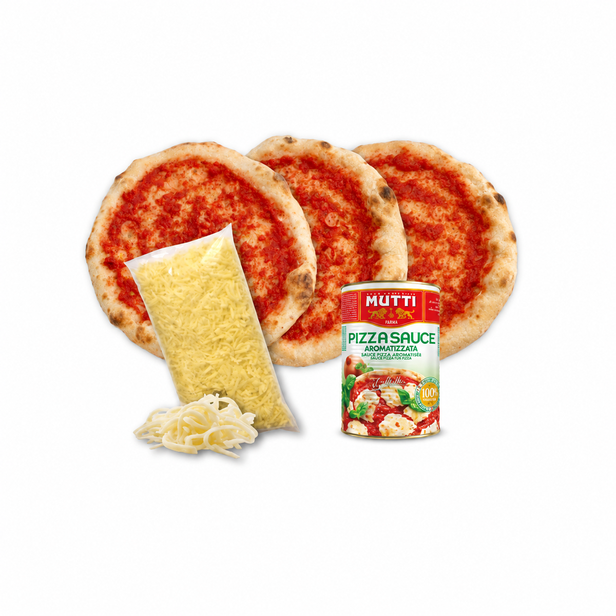 Kit pizza napolitana Classic: 3 masas napolitanas, mozzarella y salsa de tomate