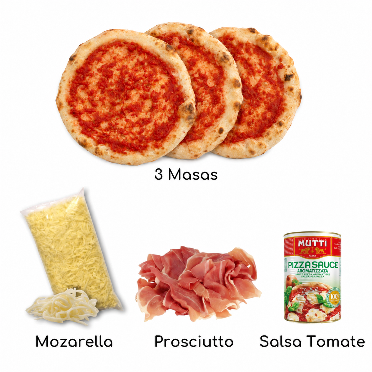 Ingredientes del kit pizza napolitana Prosciutto Crudo Similæ