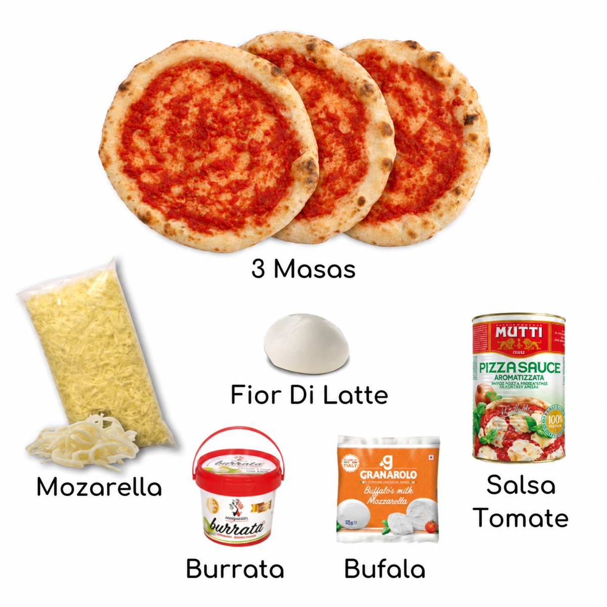 Ingredientes del kit pizza napolitana Tres Leches Similæ