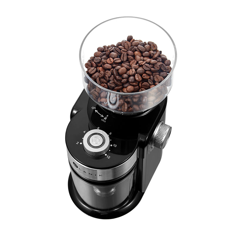  Molinillo de café eléctrico blanik, vista con carga de café