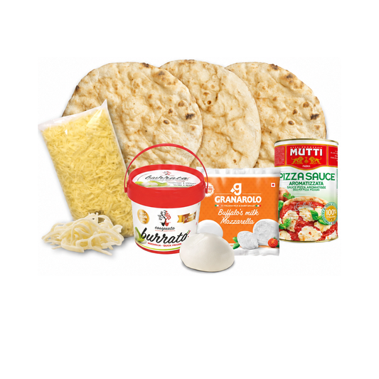 Pack Tres Leches Romana Similæ: kit para 3 pizzas con masas romanas, fior di latte, búfala y burrata