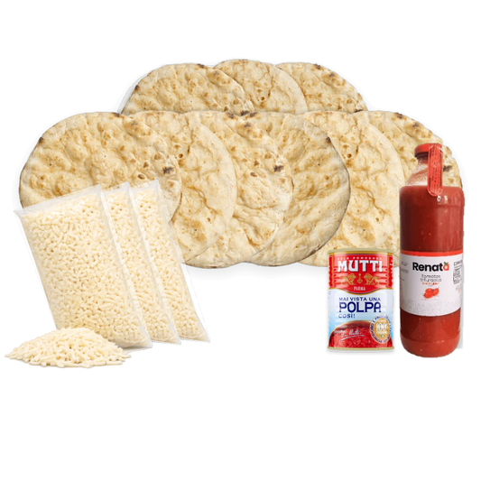 Kit 9 pizzas romanas TriPack Classic: masas romanas, mozzarella, pulpa de tomate Mutti y salsa Renata – Similæ