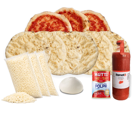 Kit 9 pizzas TriPack feat Napolitana: 6 masas romanas, 3 masas napolitanas, mozzarella, fior di latte y pulpa Mutti – Similæ